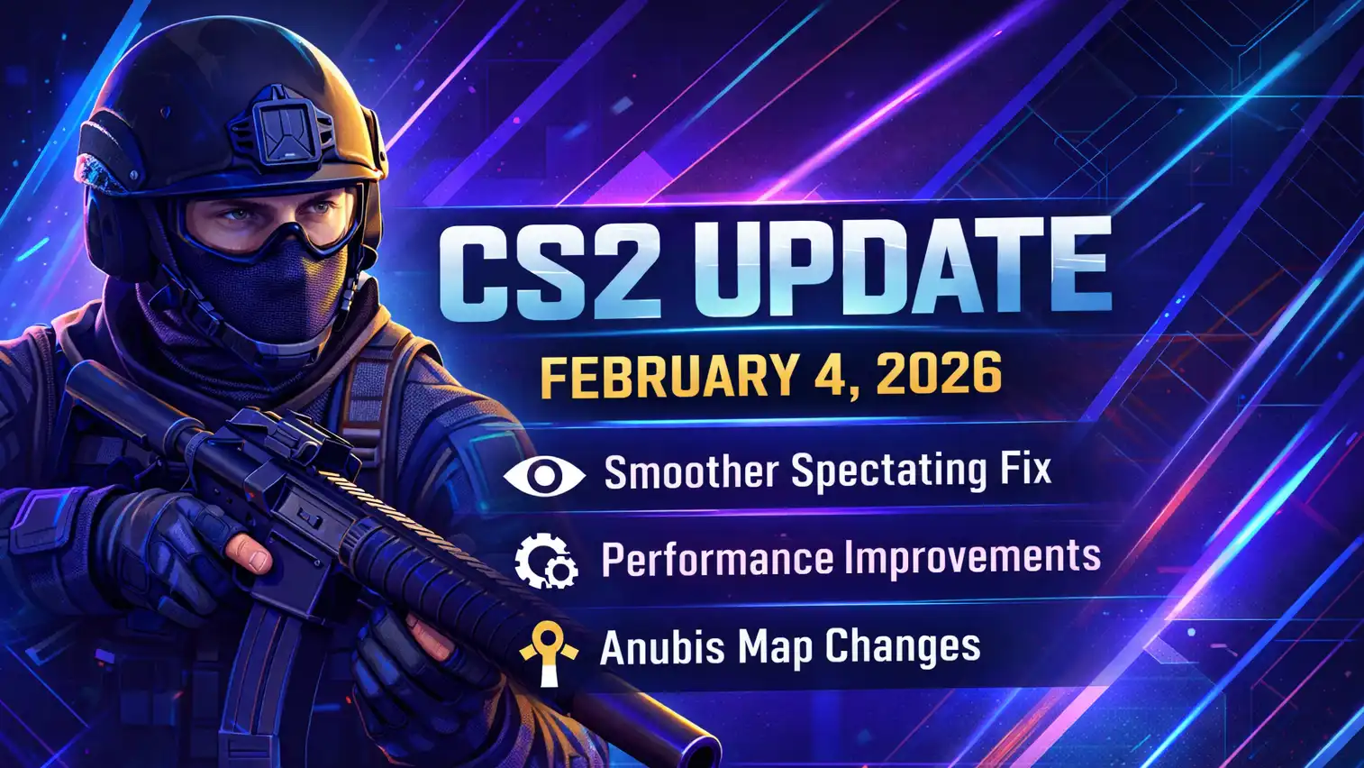 CS2 Update February 4, 2026: Spectator Fix, Performance Improvements and Anubis Map Changes